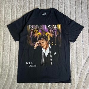 VTG 2004 Rod Stewart tour black t-shirt Size M Rock Music Concerts Streetwear